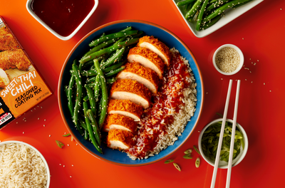 Sweet Thai Chili Chicken with Sesame Green Beans and Rice